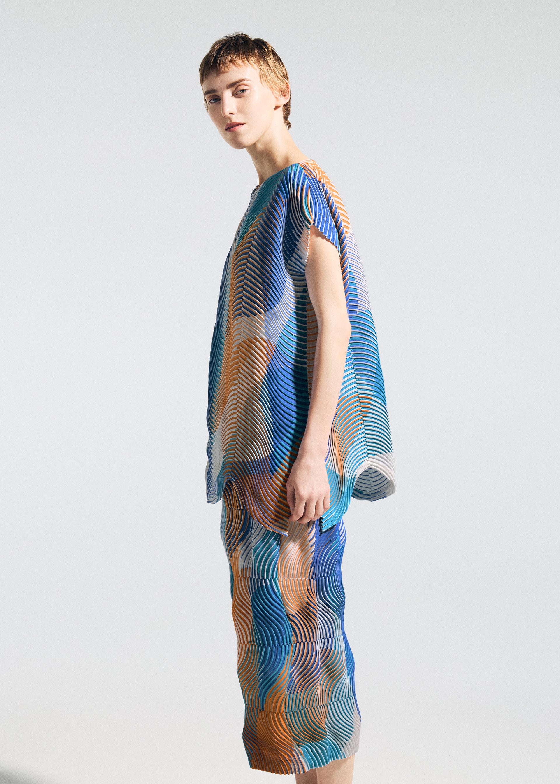 Issey Miyake Type-P 005 top růžový plisovaný