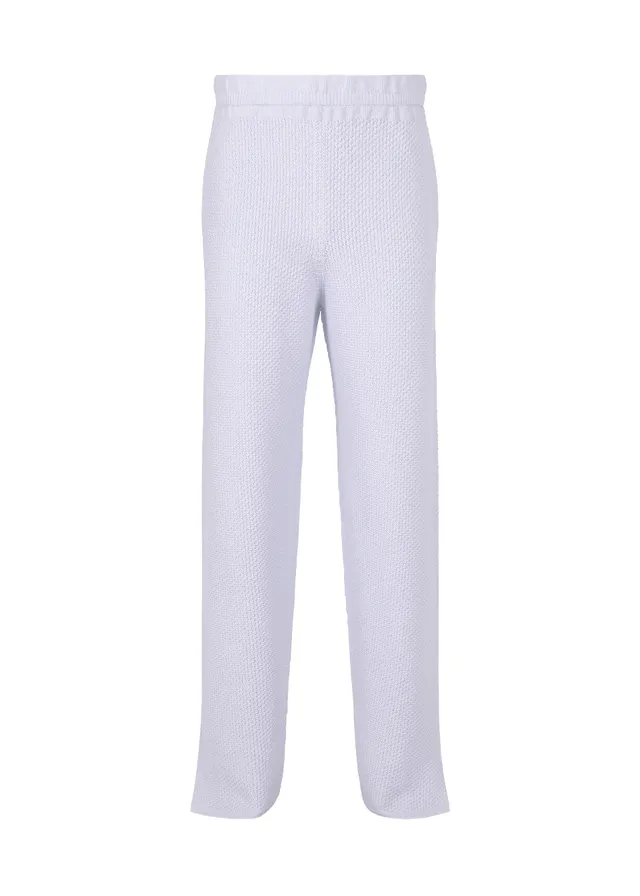 Issey Miyake Homme Plissé Rustic Knit pletené kalhoty bílo-modré