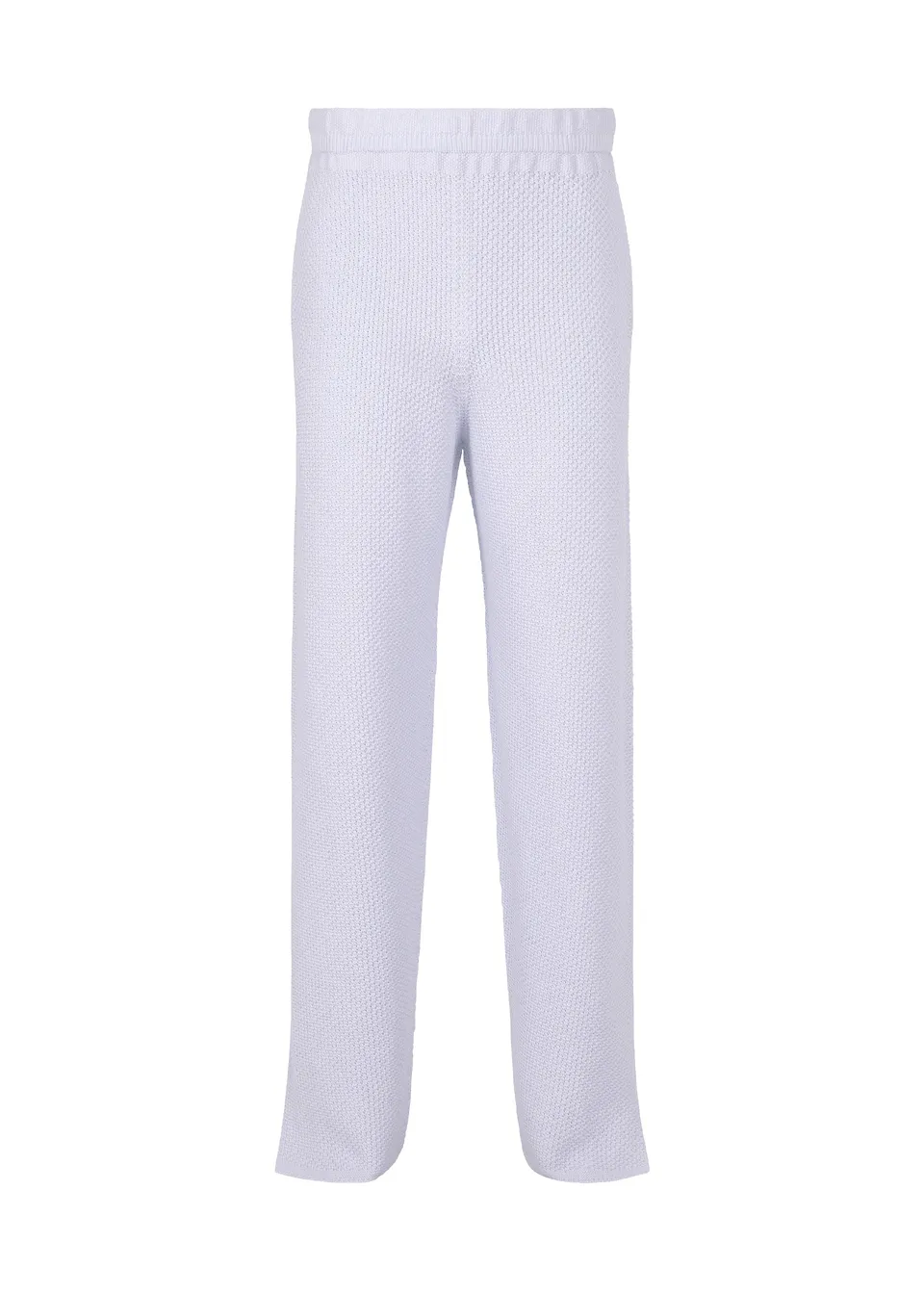 Issey Miyake Homme Plissé Rustic Knit pletené kalhoty bílo-modré