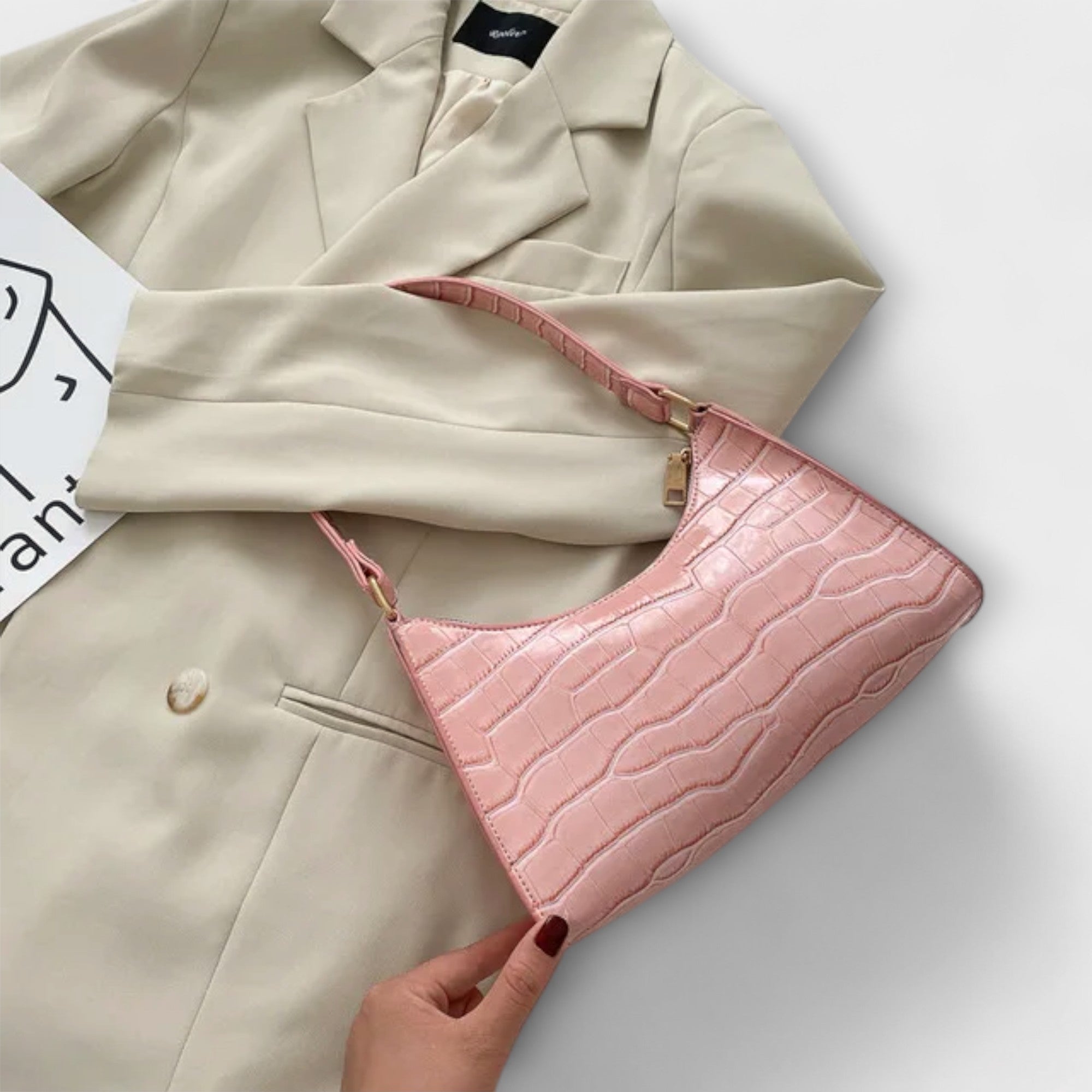 Norielle kabelka zelená croco bageta mini