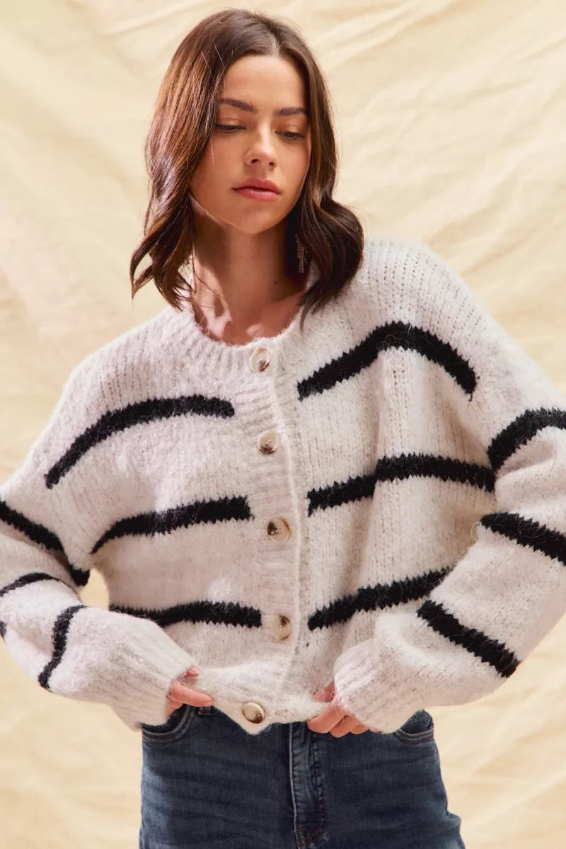 Norielle Rayé cardigan pruhovaný bílý S