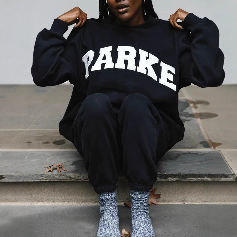 Norielle Varsity oversize mikina námořní S s potiskem