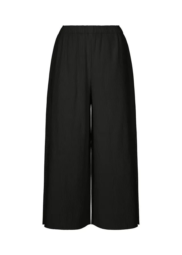 Issey Miyake Mesh Pleats široké kalhoty černé síťované