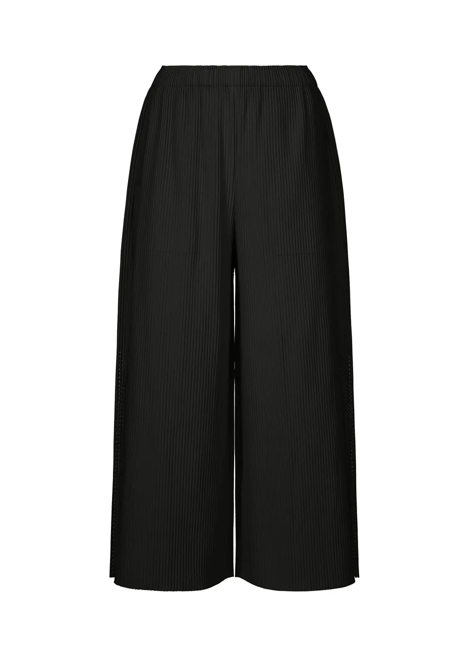 Issey Miyake Mesh Pleats široké kalhoty černé síťované
