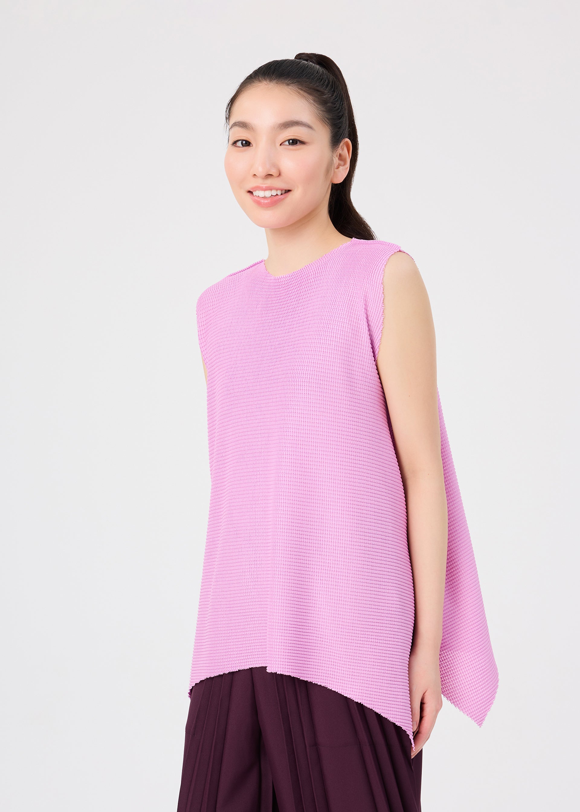 me Issey Miyake TOWER KNIT STRETCH PLEATS tílko šedé