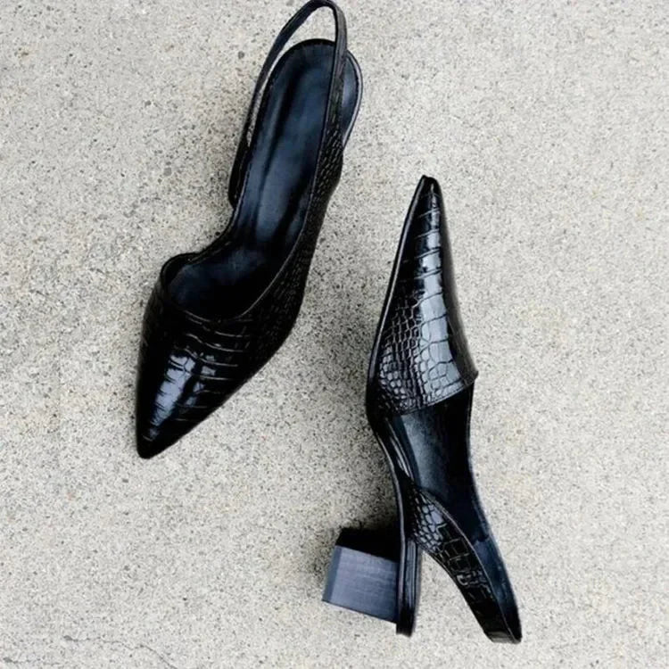 Norielle slingback lodičky černé na nízkém podpatku