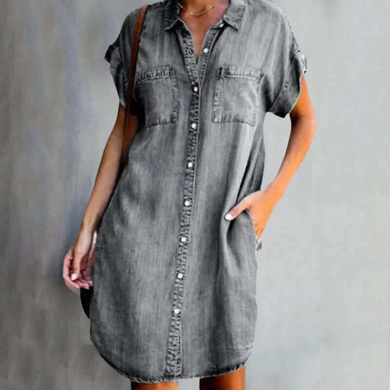 Norielle Denim košilové šaty světle modré