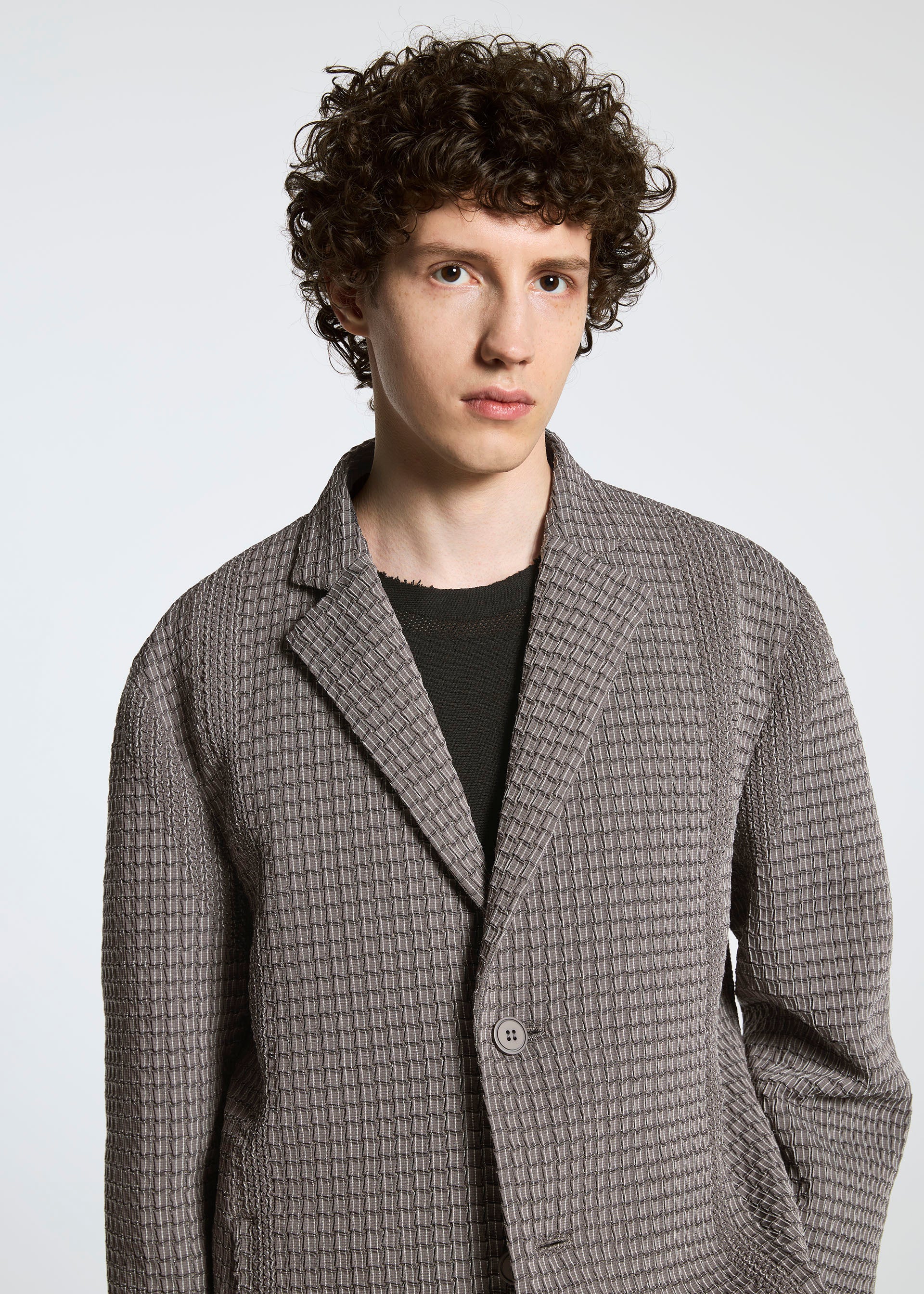 Issey Miyake Type-O 014 sako hnědé strečové