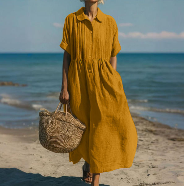 Norielle Chemise Midi košilové šaty bílé