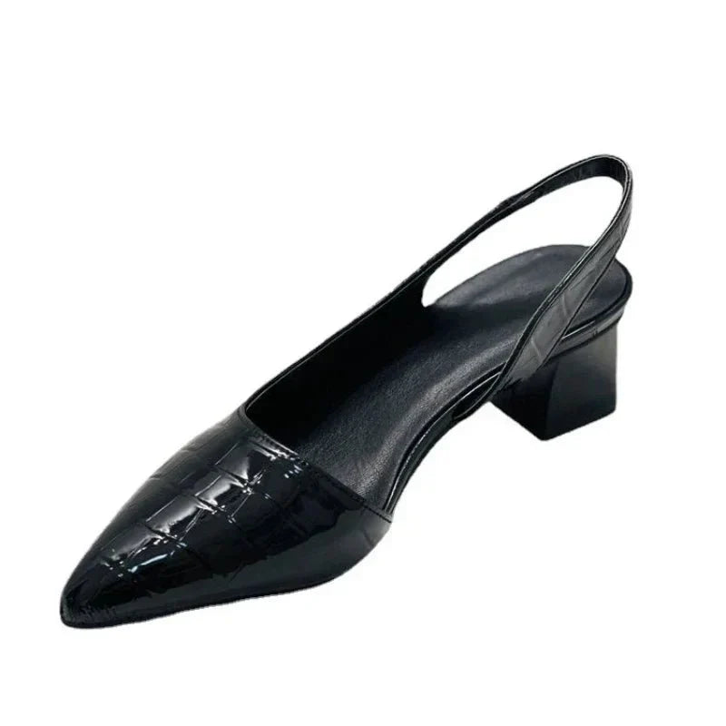 Norielle slingback lodičky černé na nízkém podpatku