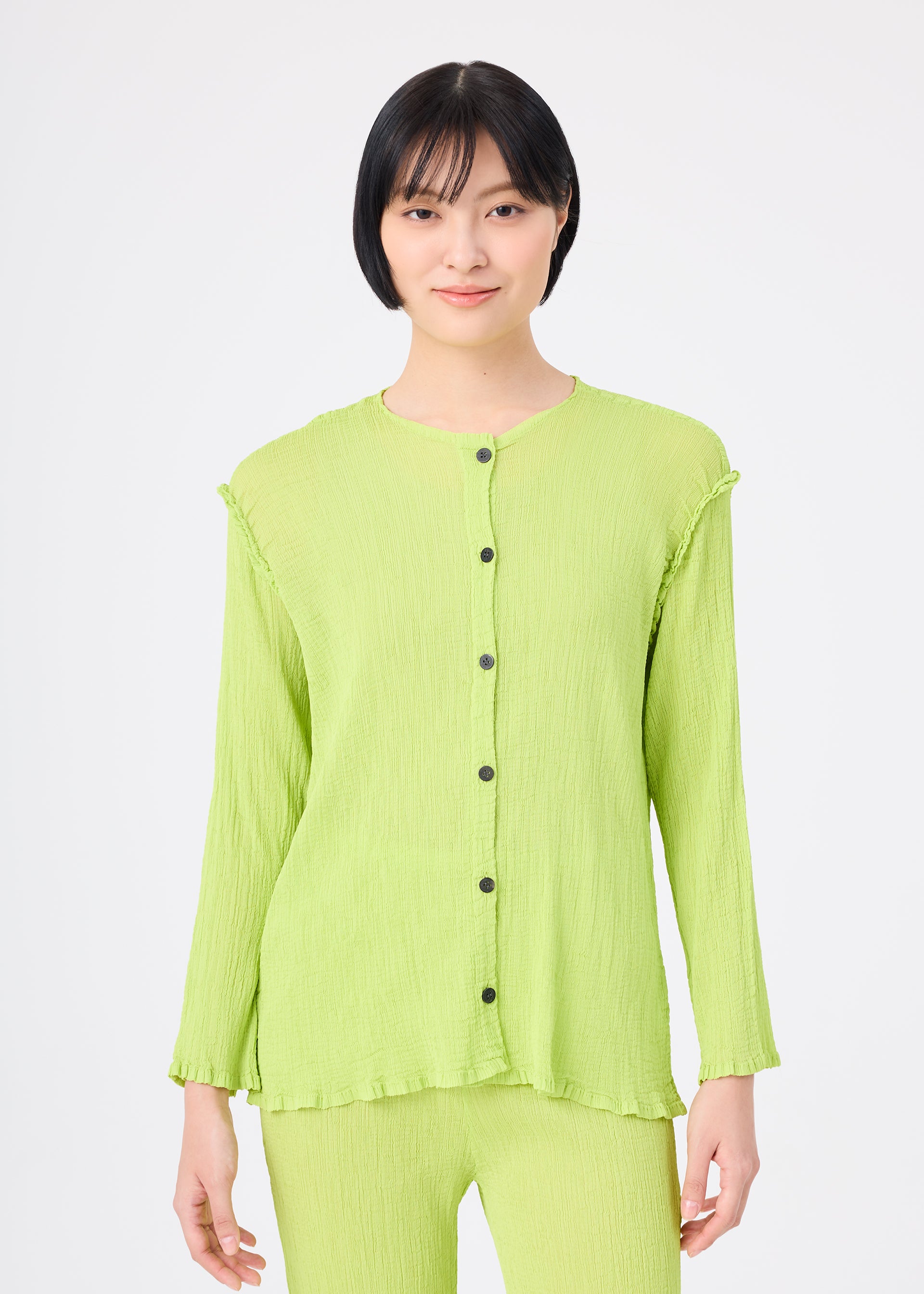 Issey Miyake See-Through Crepe kardigan černý krešovaný
