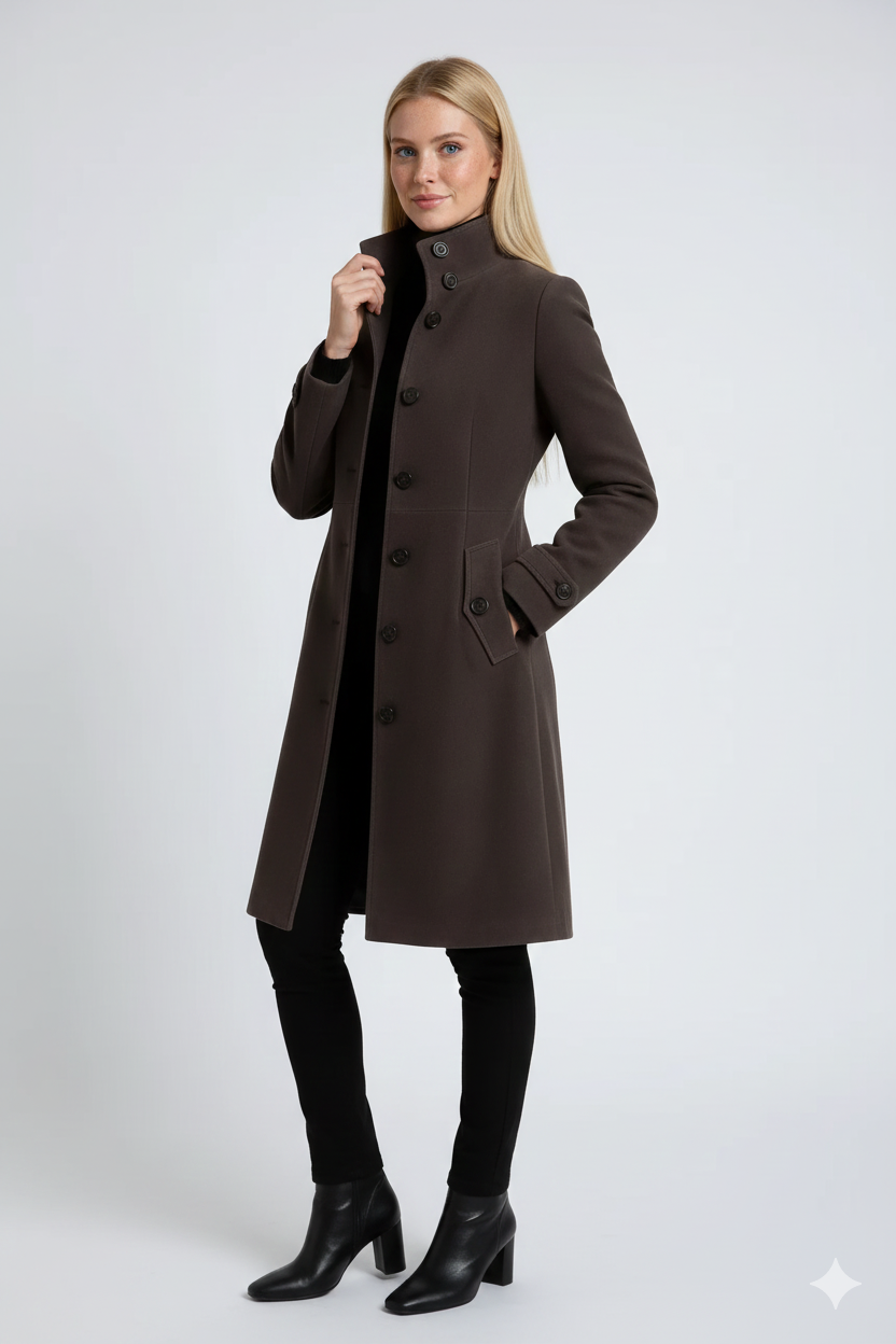 Norielle projmutý dlouhý kabát černý elegantní