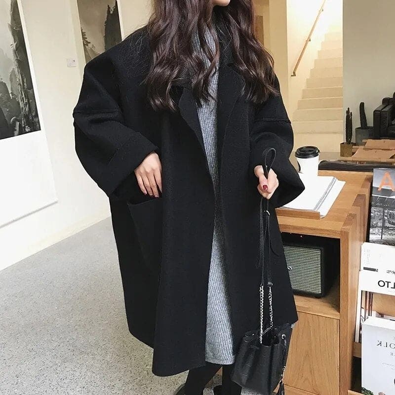 Norielle dámský oversize kabát polodlouhý černý
