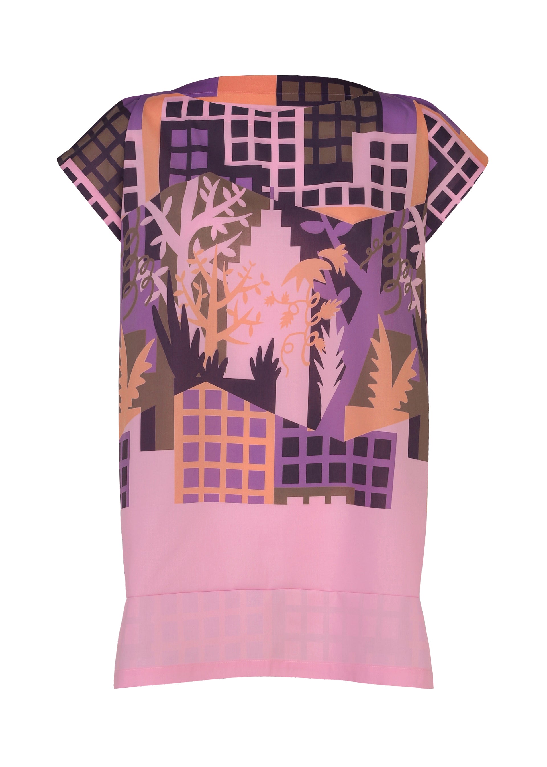Issey Miyake Me Building Print top šedá s potiskem lehký