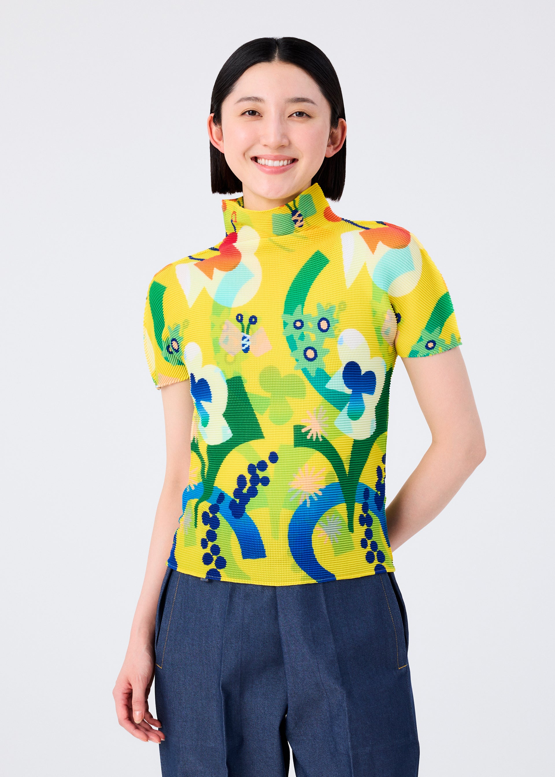 me Issey Miyake Flower Dome top PINK-HUED streč