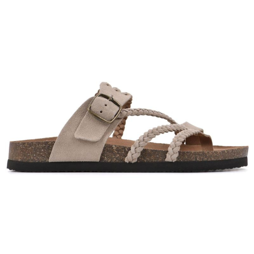 Norielle Tressé Boucle sandály béžové ploché