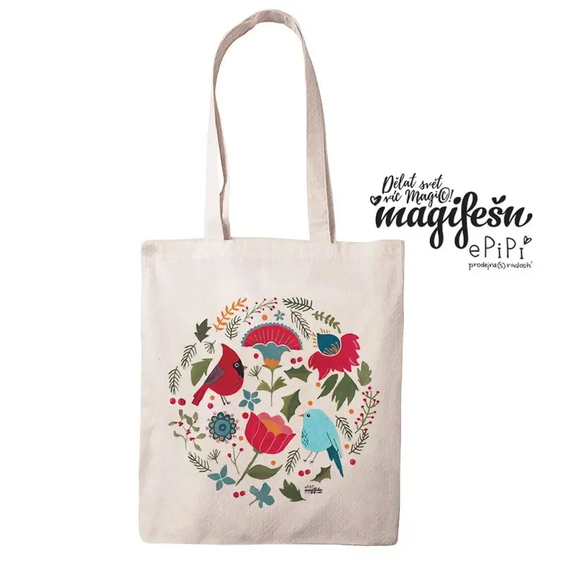 Magifešn Taška MEDIUM Ptáčci plátěná taška recyklovaná