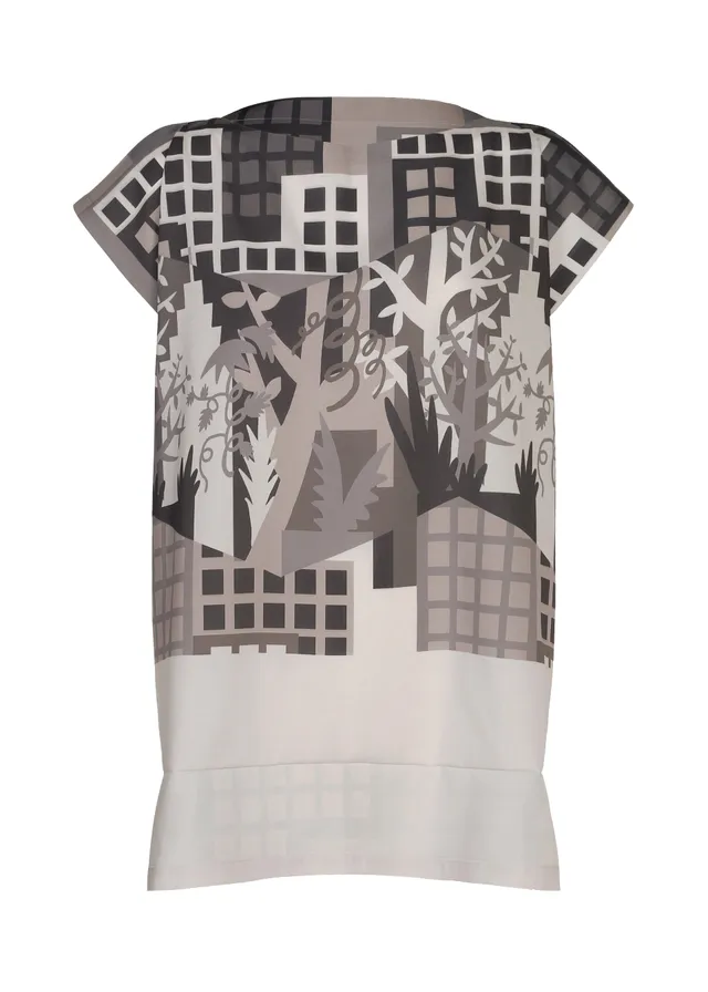Issey Miyake Me Building Print top šedá s potiskem lehký