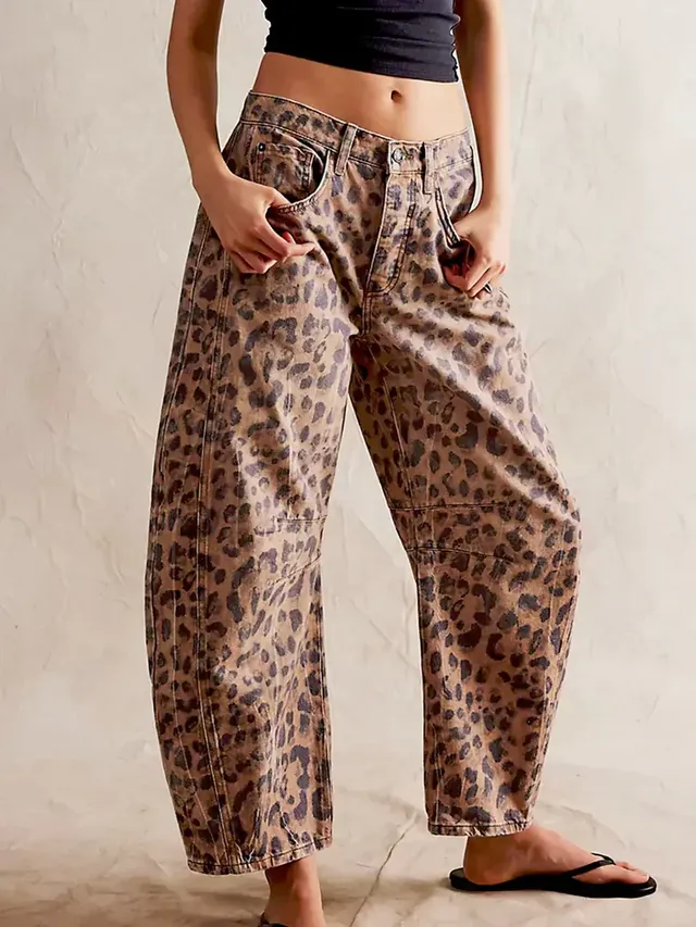 Norielle Leopard Fluide kalhoty leopardí vzor
