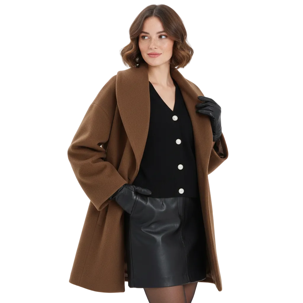 Norielle krátký kabát s kapucí oversize černý