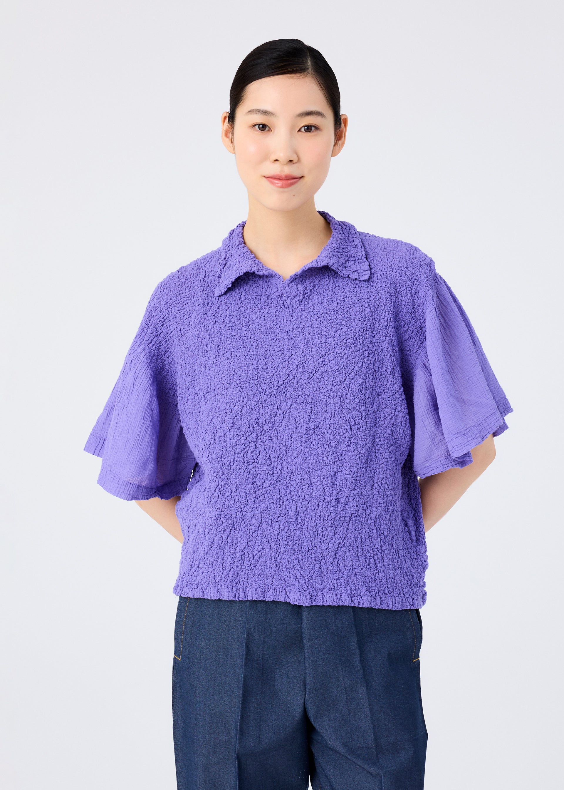 Issey Miyake Sheer Cauliflower top černý streč