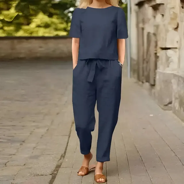 Norielle lehká souprava modrá viskózová volný střih