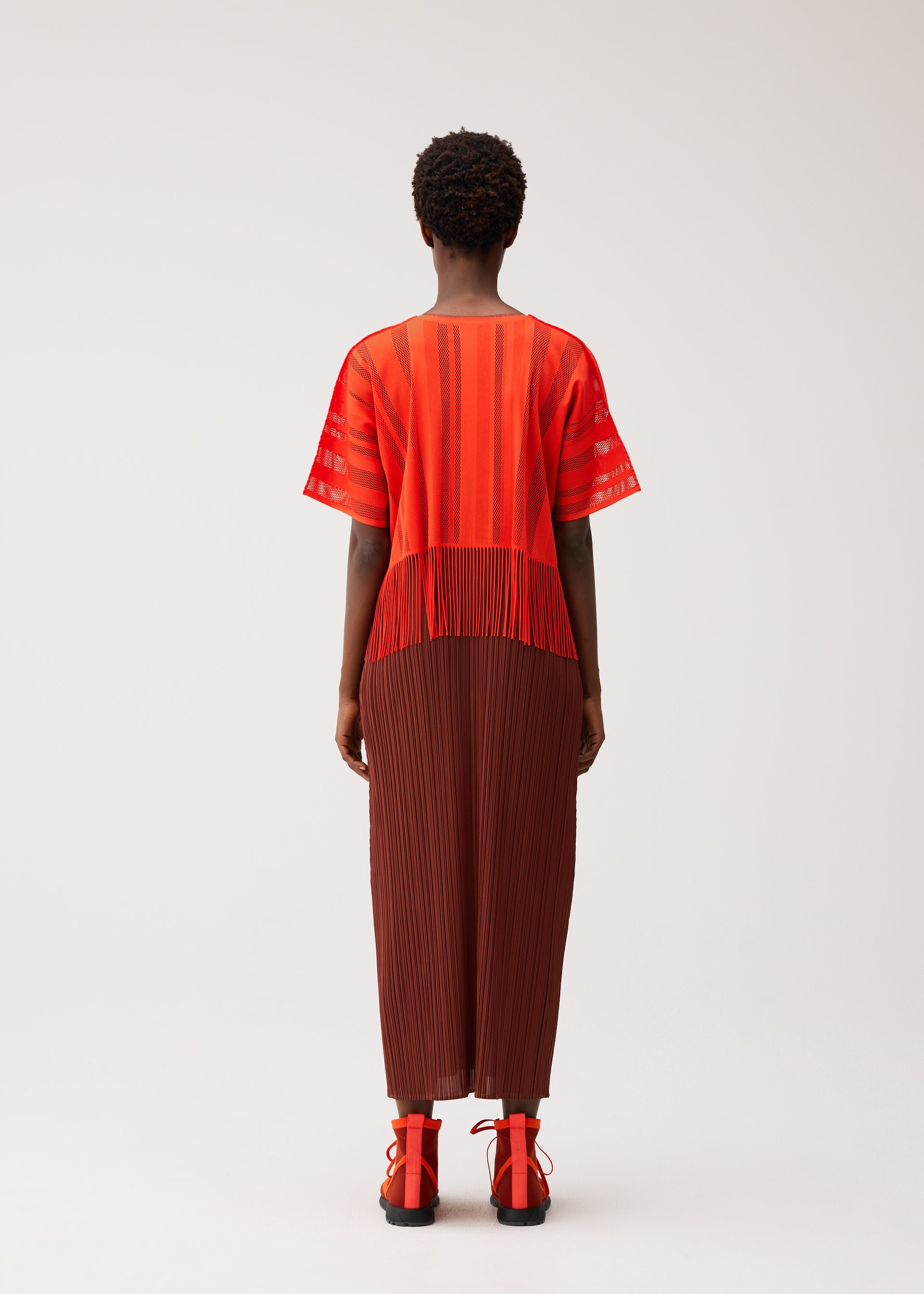 Issey Miyake A-POC Lace top černý s třásněmi