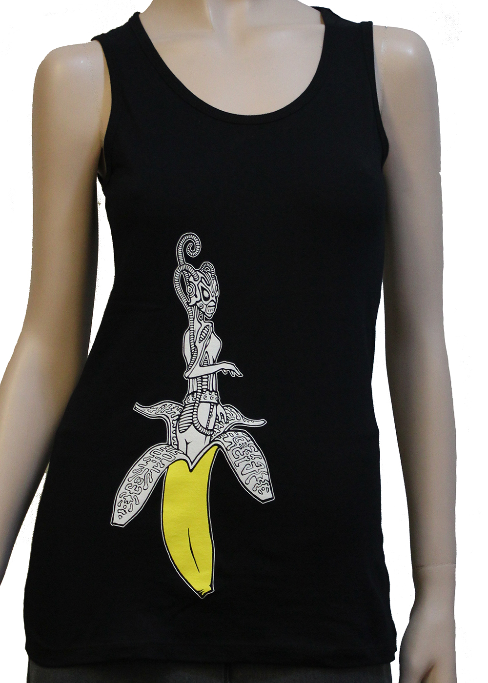 Alien DNA Banana Surprise tílko dámské černé bavlna
