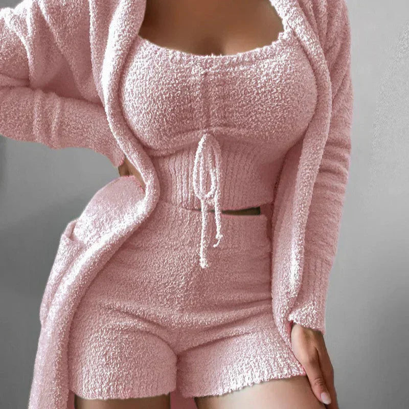 Norielle Knit 3dílná pletená souprava cardigan top šortky
