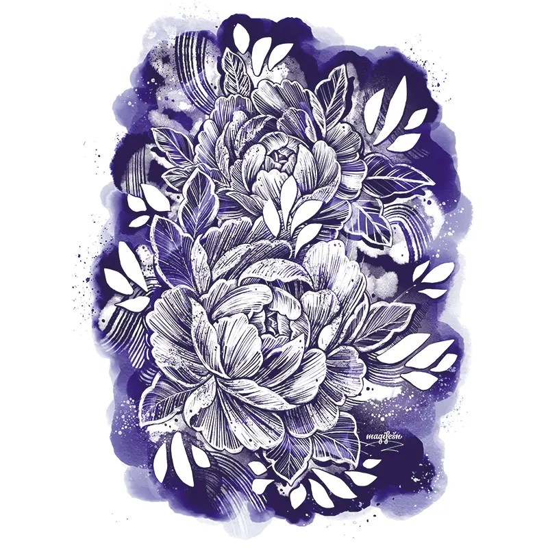 Magifešn Pivoňky Ink povlak na polštář 50x50