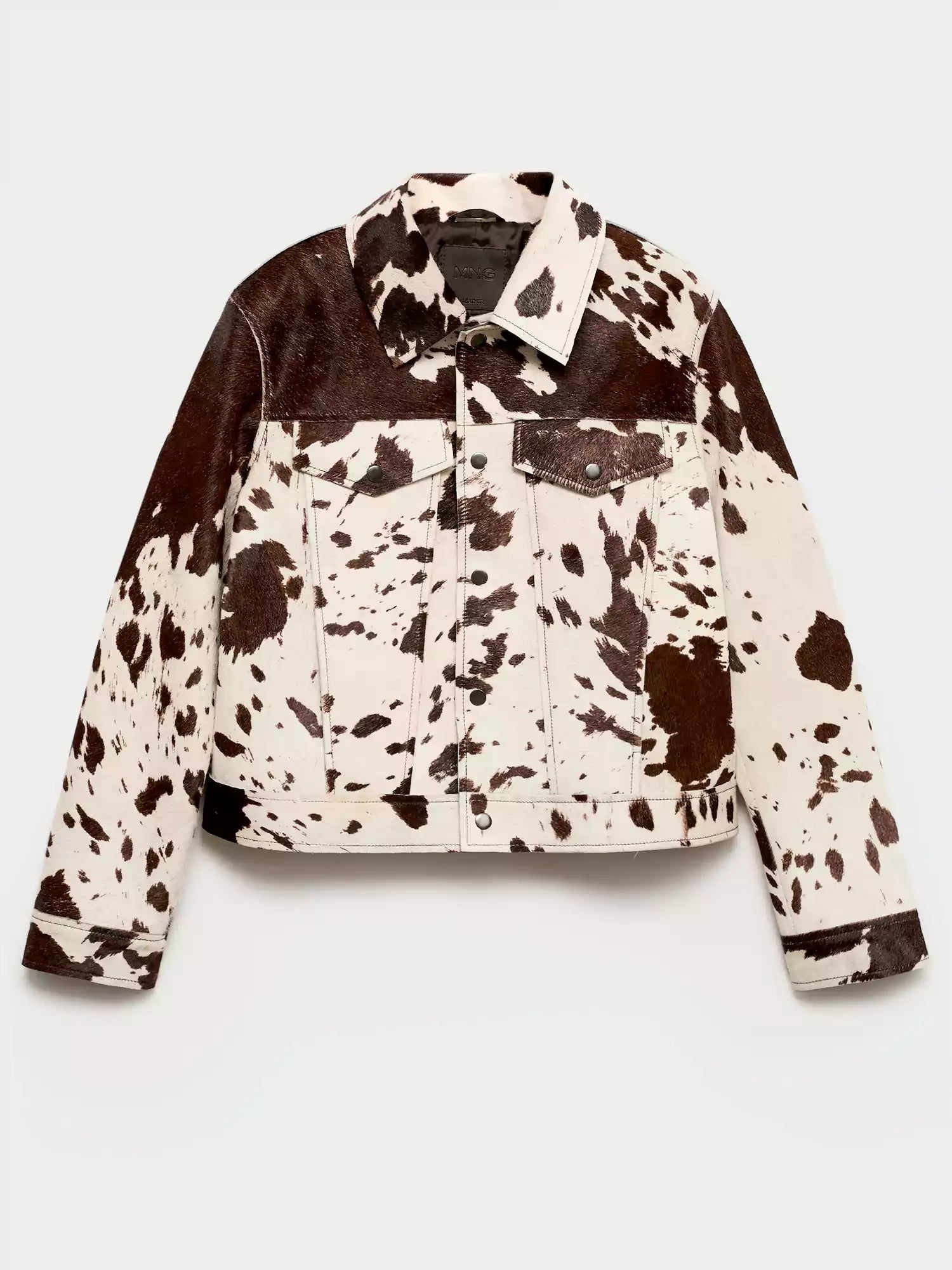 Norielle Cow krátká bunda s kravským vzorem z kožešiny