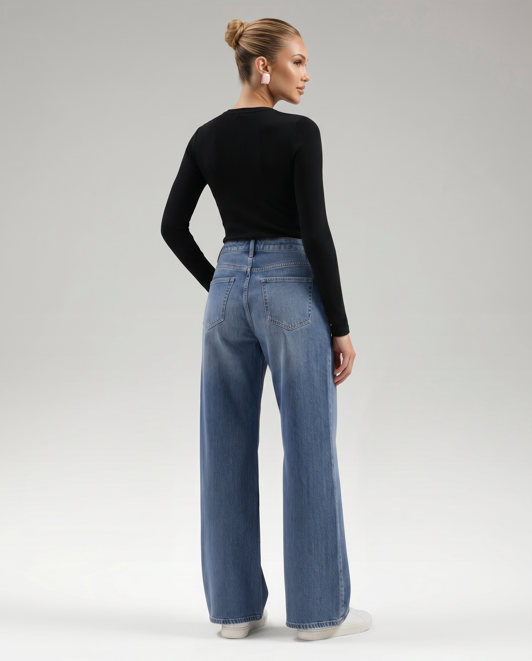 Norielle wide leg džíny s vysokým pasem světle modré