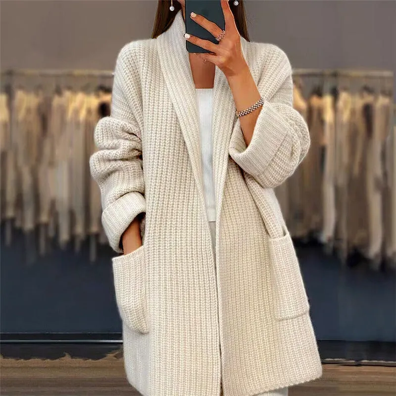 Norielle dámský dlouhý cardigan žebrovaný krémový