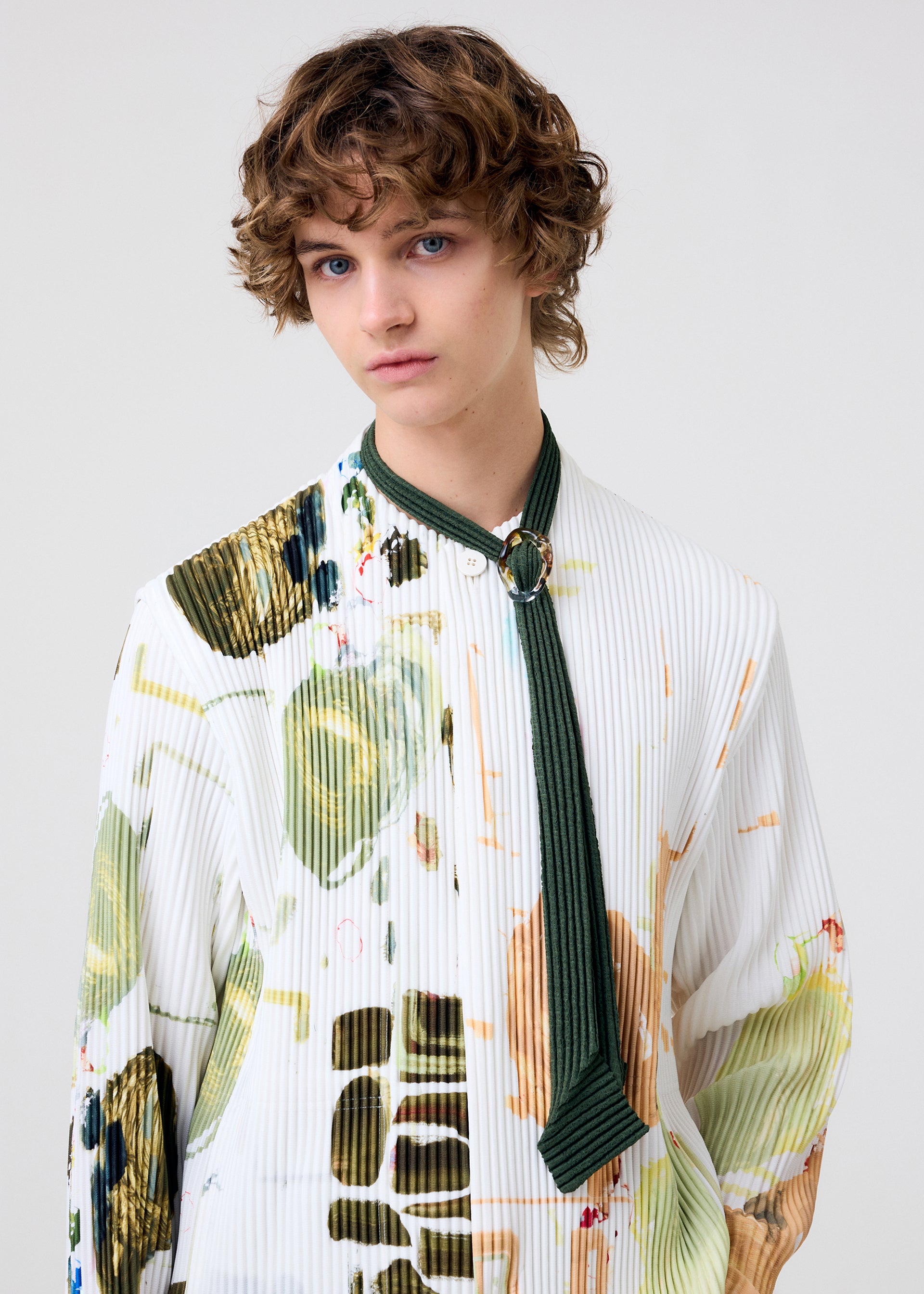 Homme Plissé Issey Miyake Pleated Seersucker kravata zelená