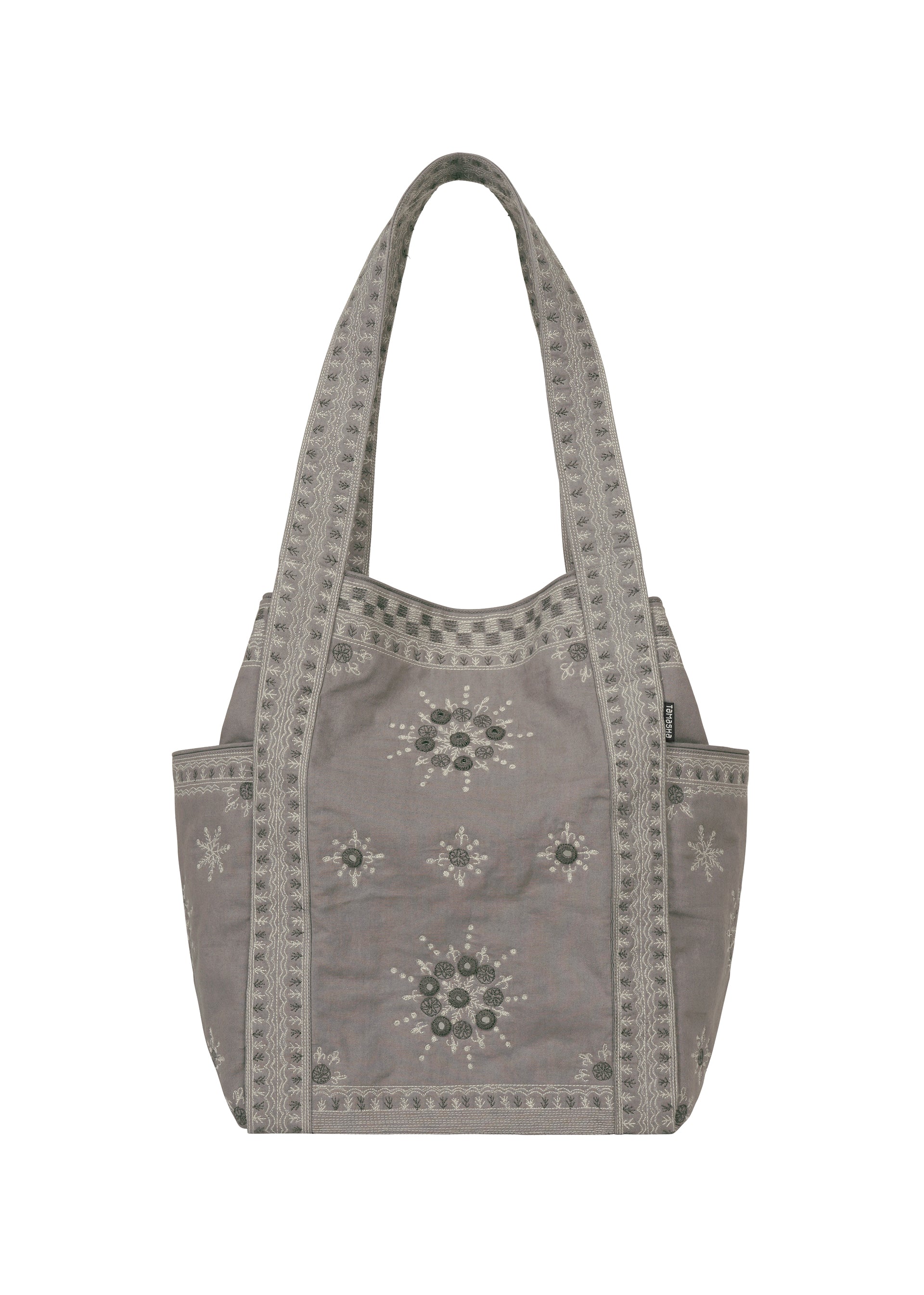 Issey Miyake HaaT Dazzle Mirror Box tote tmavě šedá s výšivkou
