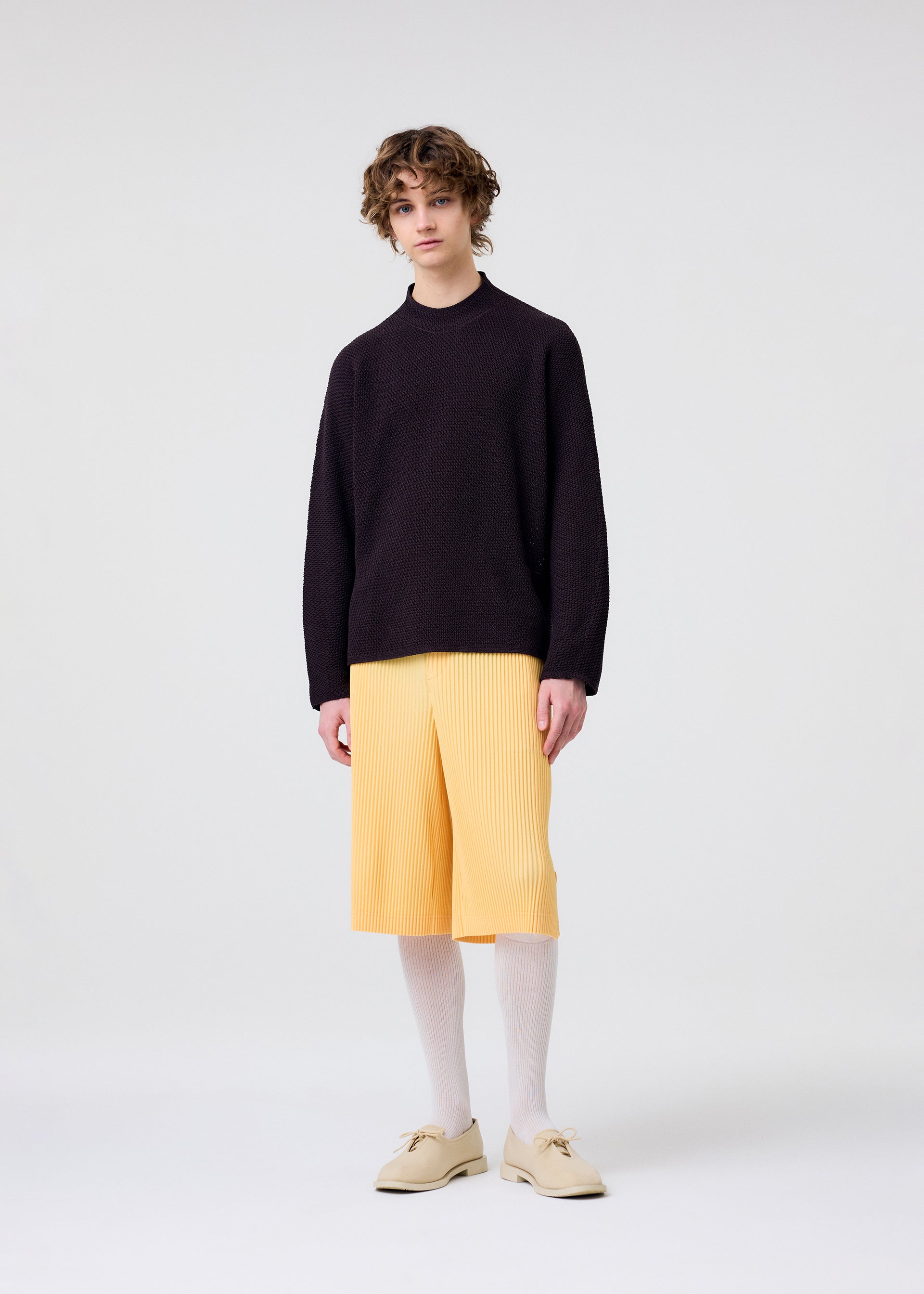 Issey Miyake Rustic Knit svetr modro-bílý