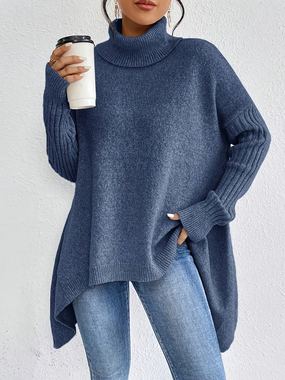 Norielle rolák oversize svetr asymetrický zelený