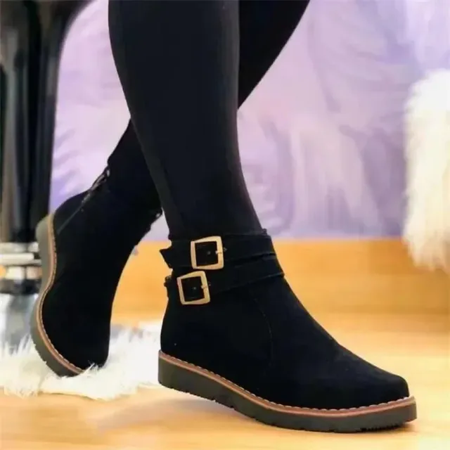 Norielle kotníkové boty černé semišové se sponou
