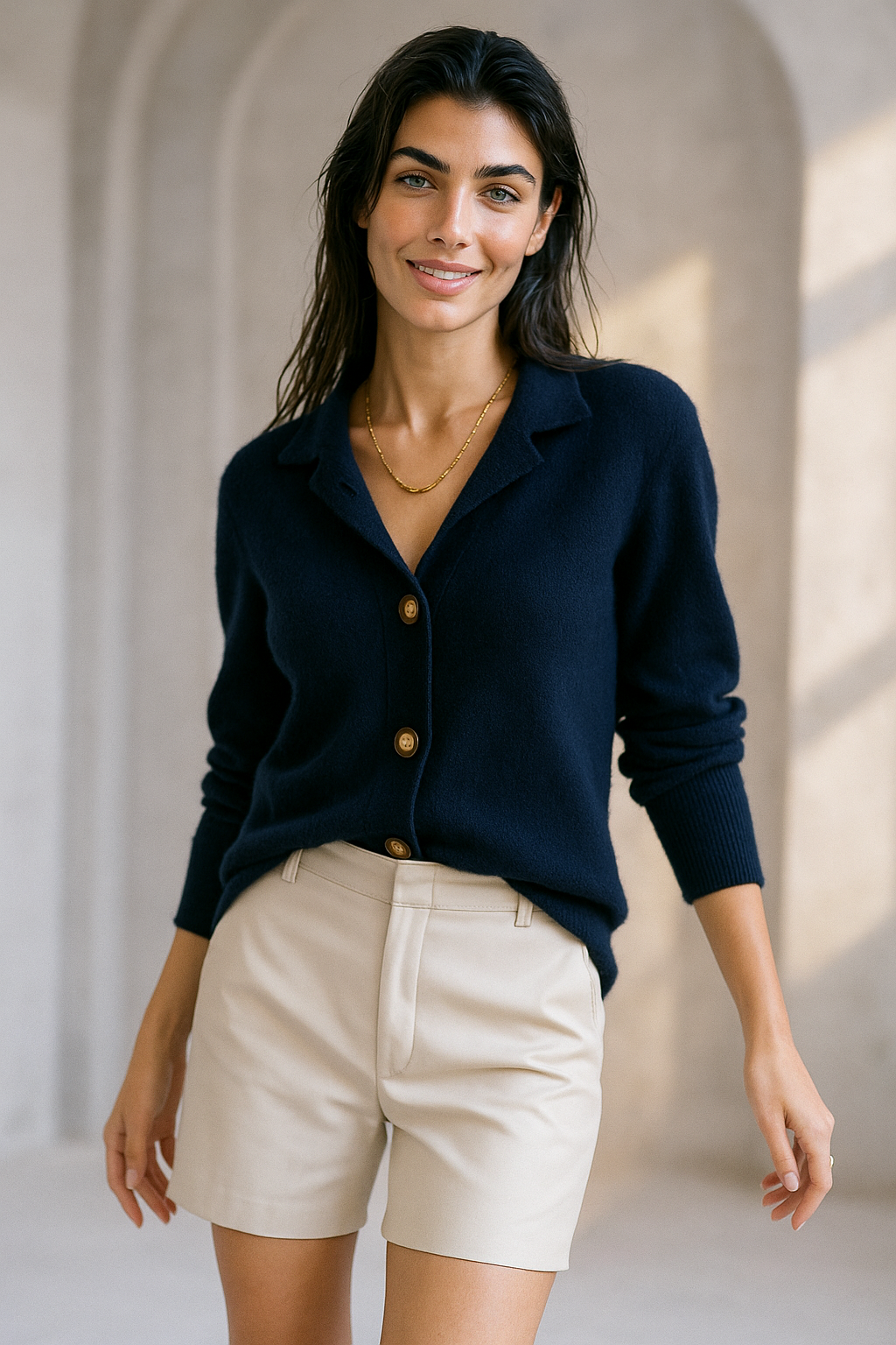 Norielle dámský cardigan s výstřihem camel
