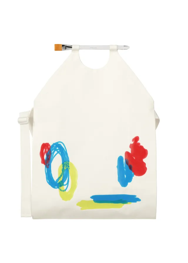 Homme Plissé Doodle Canvas Satchel kabelka bílá 2v1