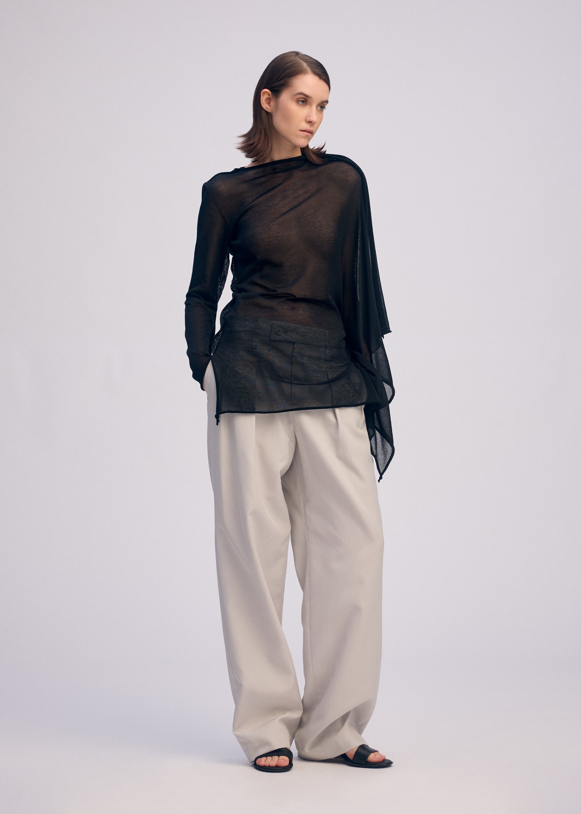 Issey Miyake Concealed Knit úpletový top Black lyocell