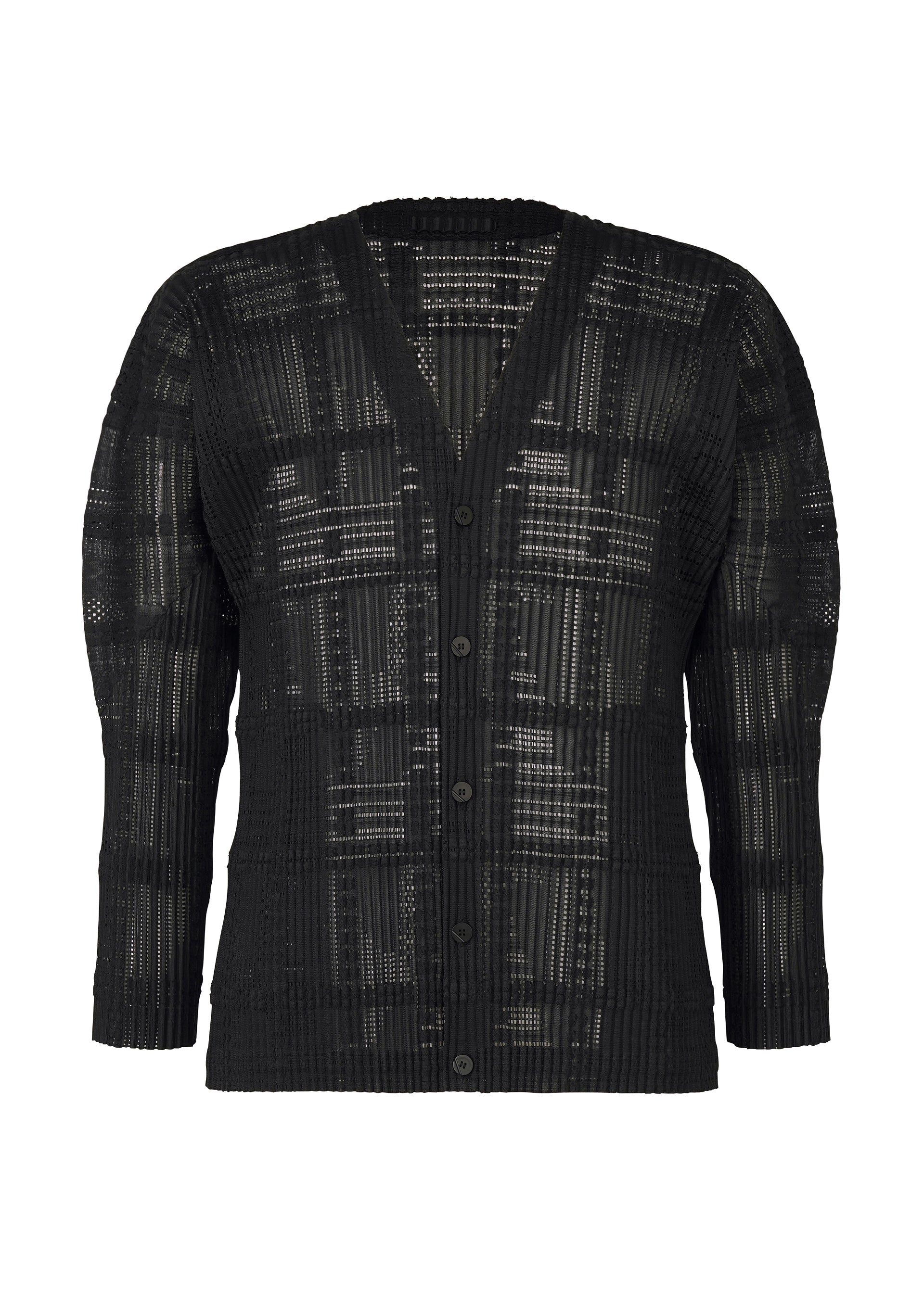 Homme Plissé Issey Miyake Lace Grid kardigan bílý krajkový
