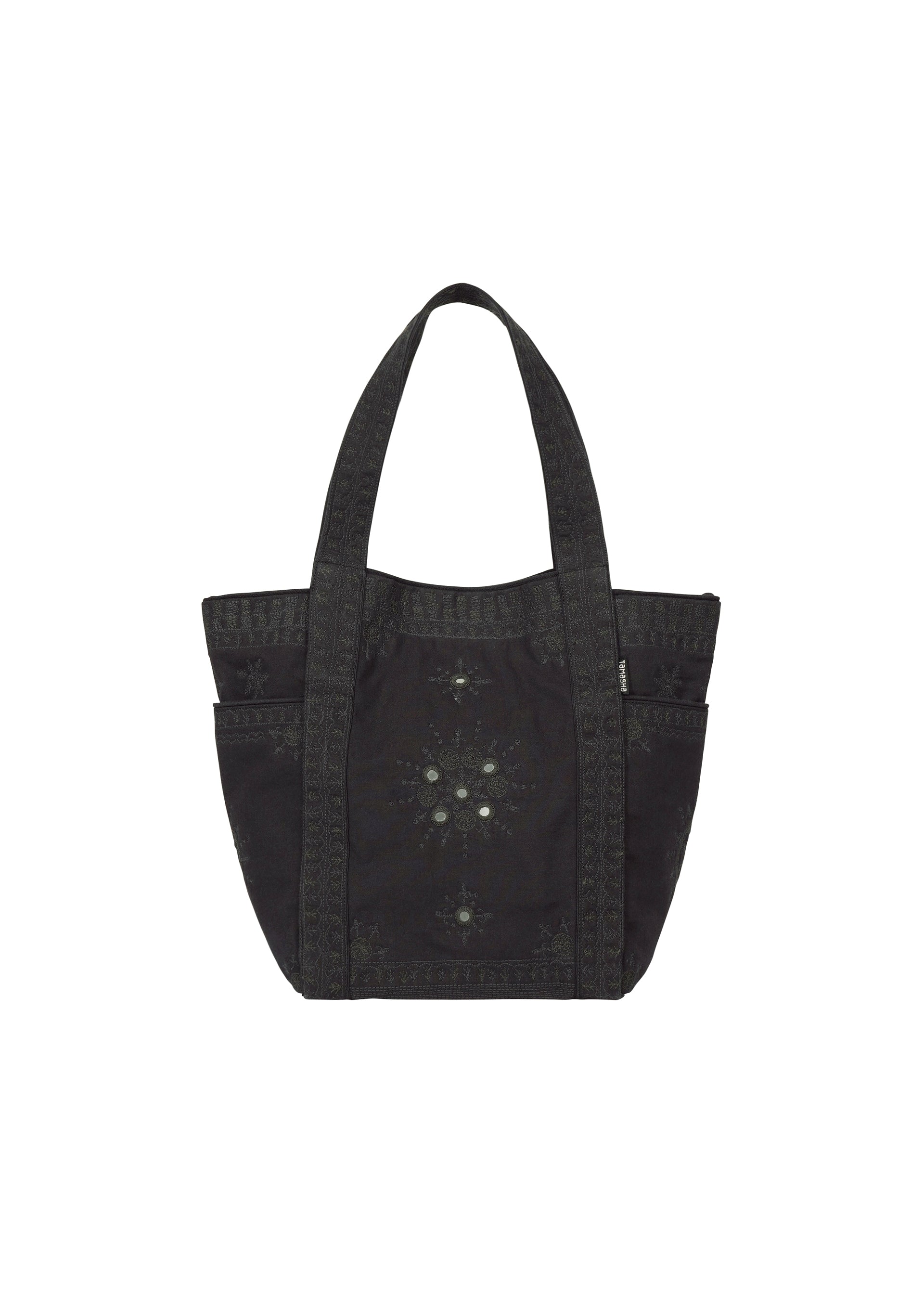 Issey Miyake HaaT Dazzle Mirror Box tote černá vyšívaná