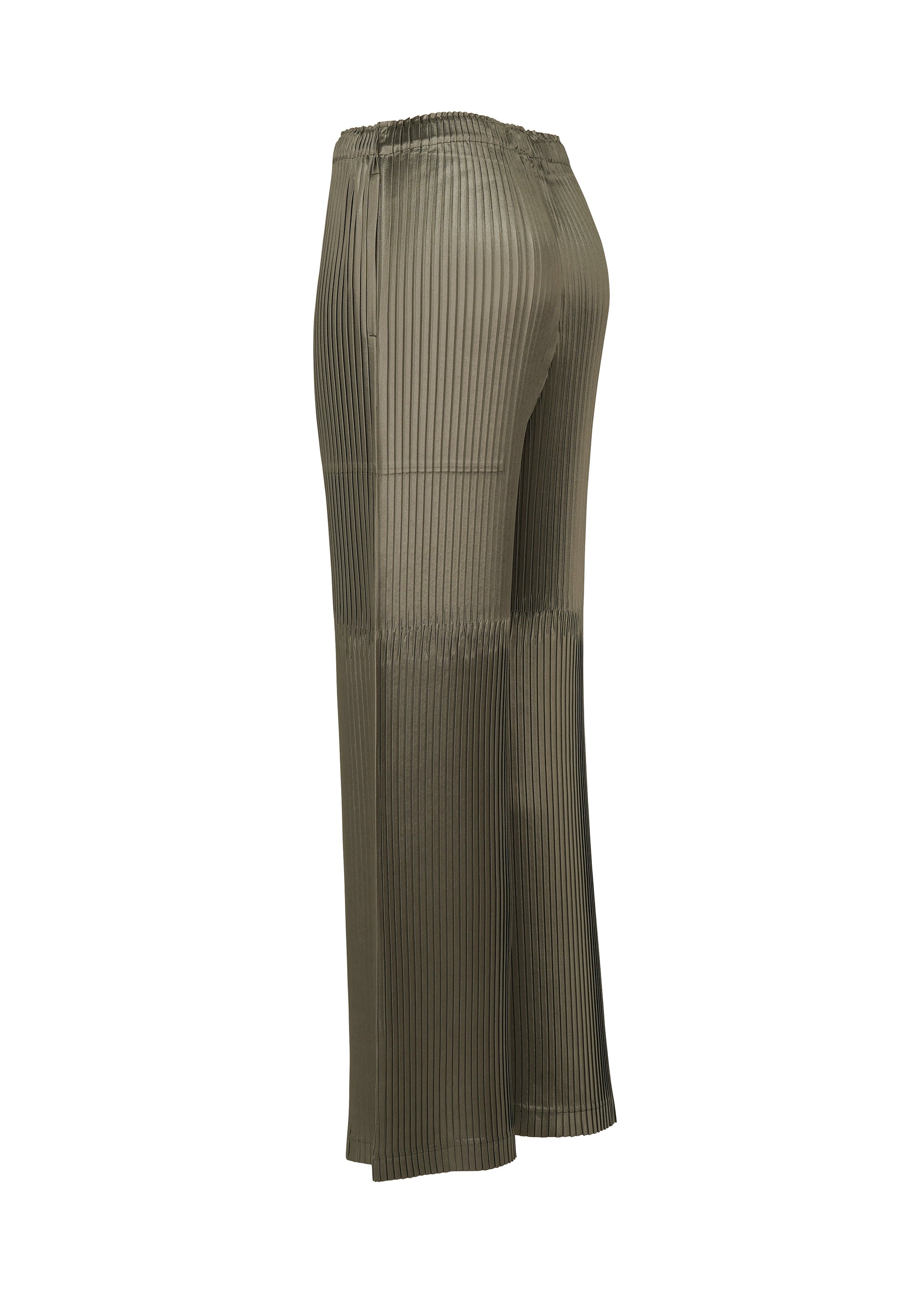 Issey Miyake GLOSSED PANELS PLEATS kalhoty šedé lesklé