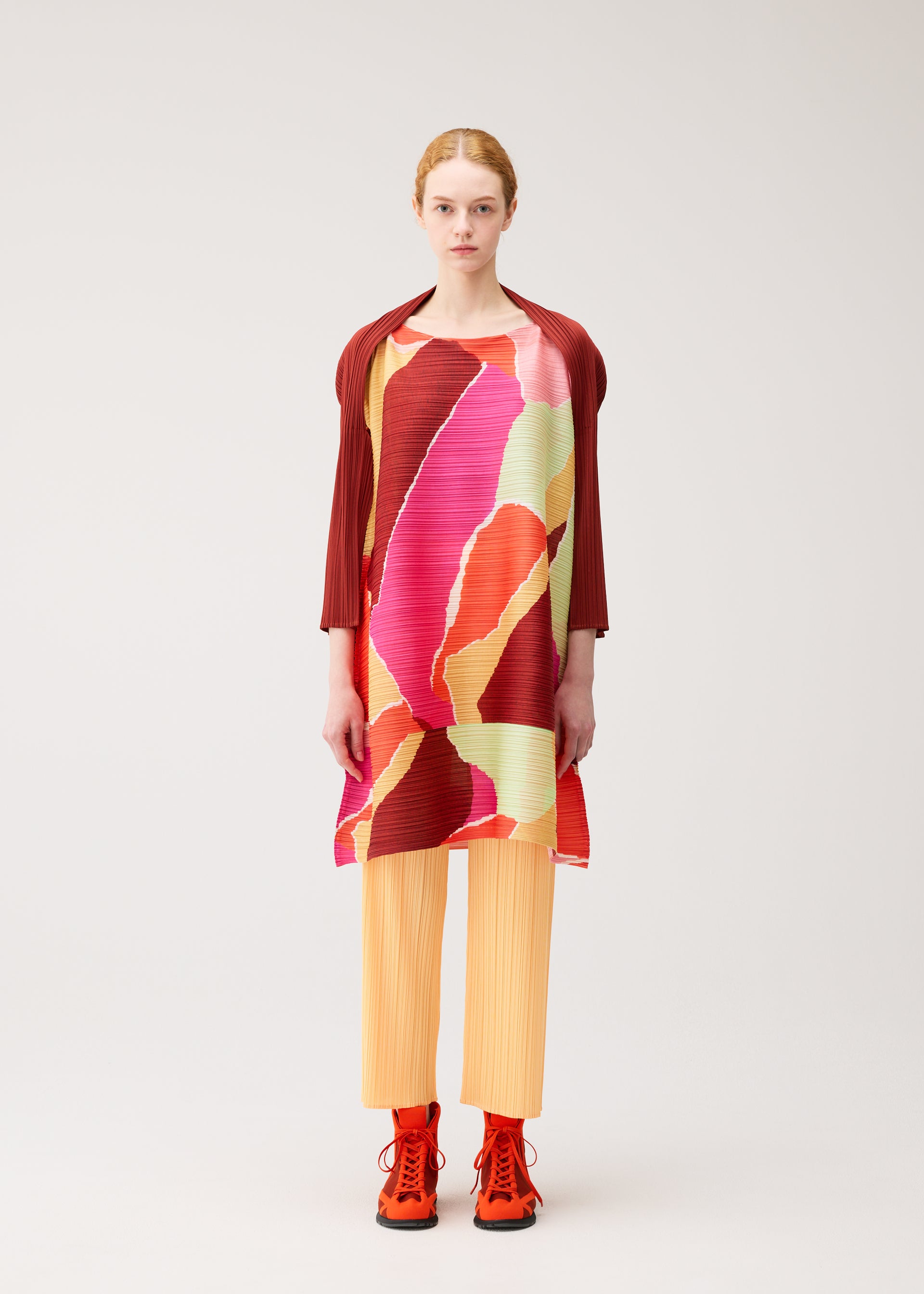 Issey Miyake SURPRISE! tunika oranžová plisovaná