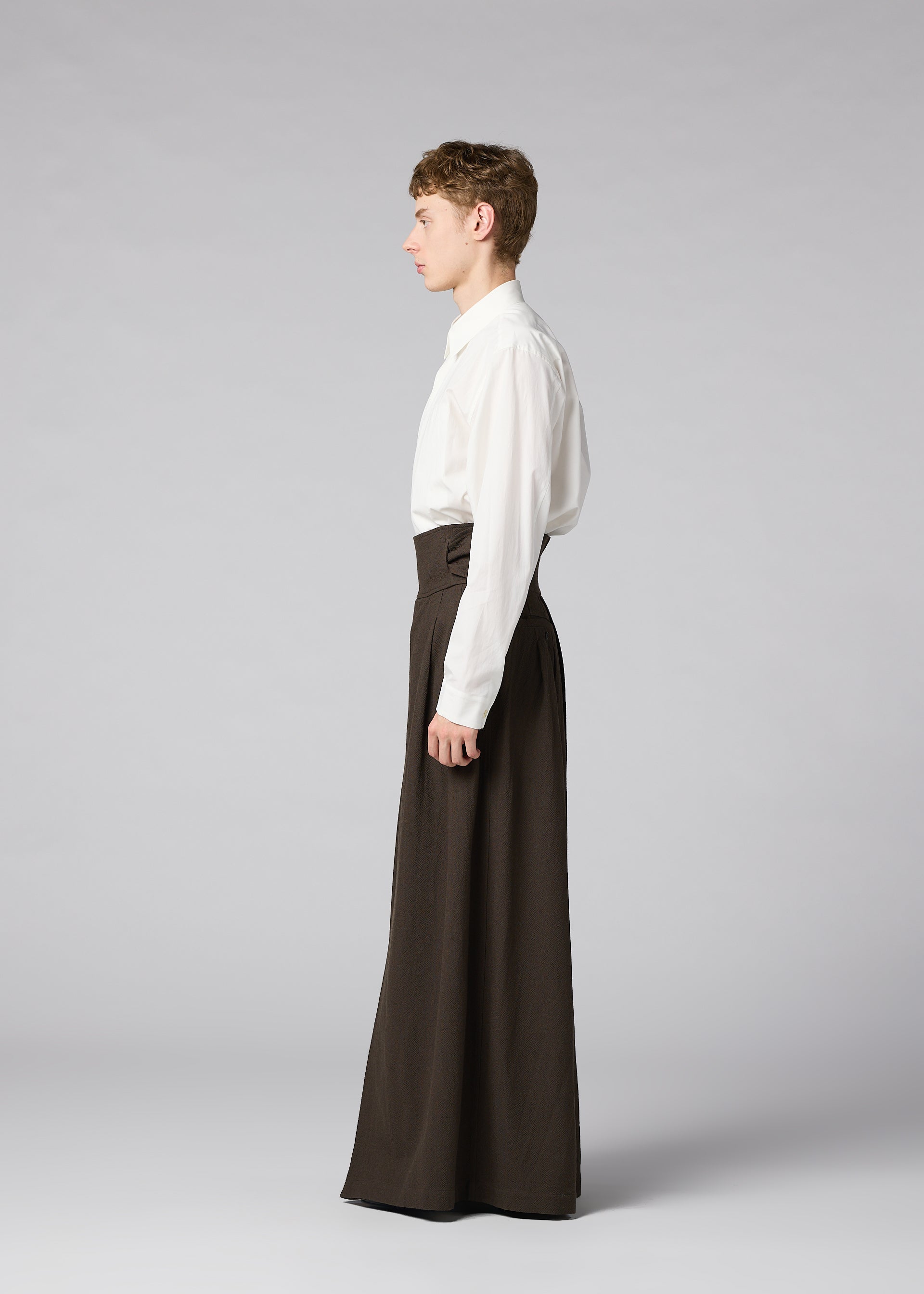 Issey Miyake SHRINK WOOL široké kalhoty černé