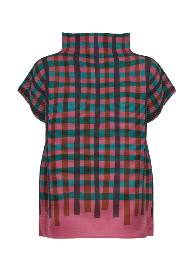me Issey Miyake Tape Check top PINK-HUED košík