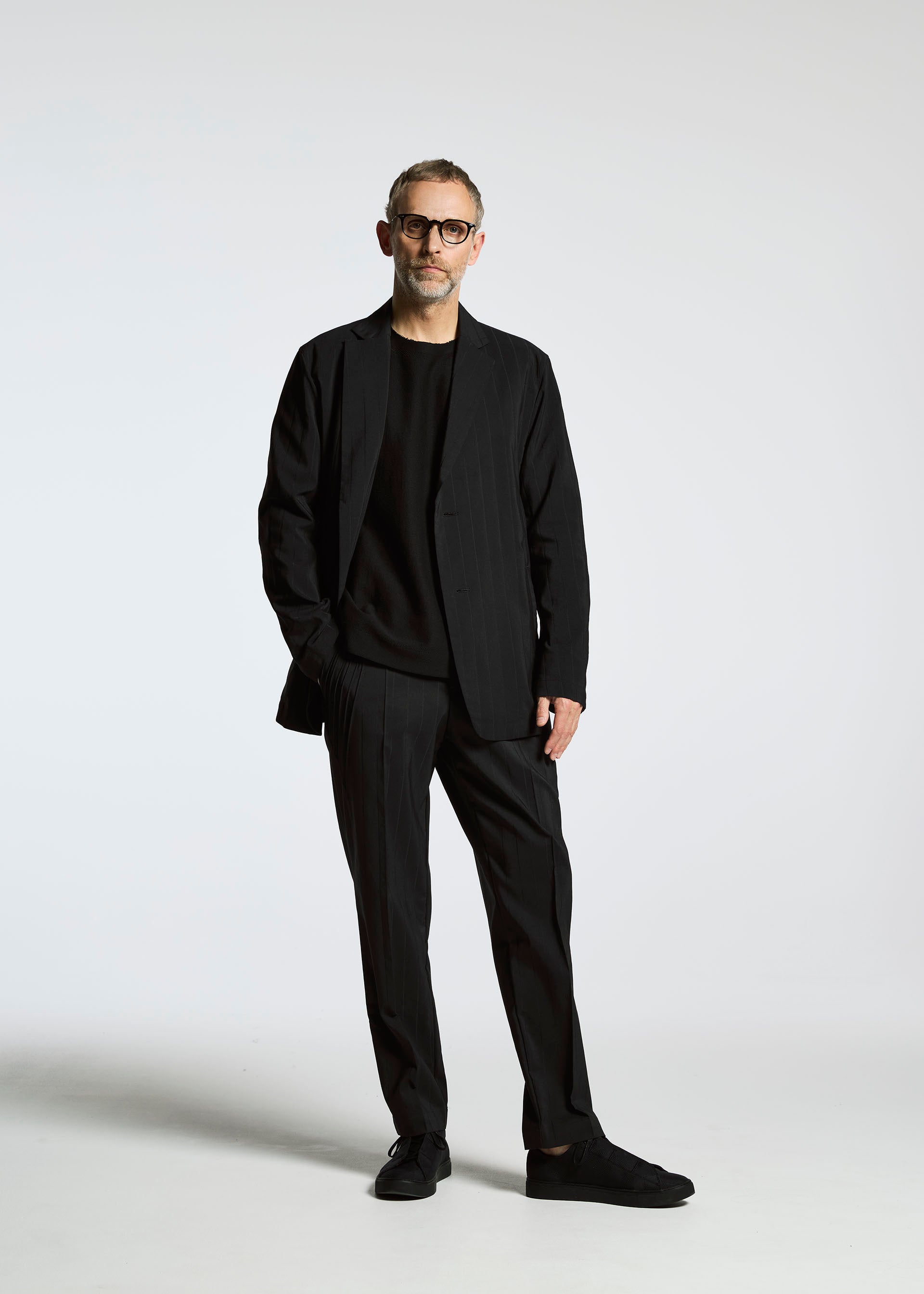 Issey Miyake Type-I 007 kalhoty Black pruhované
