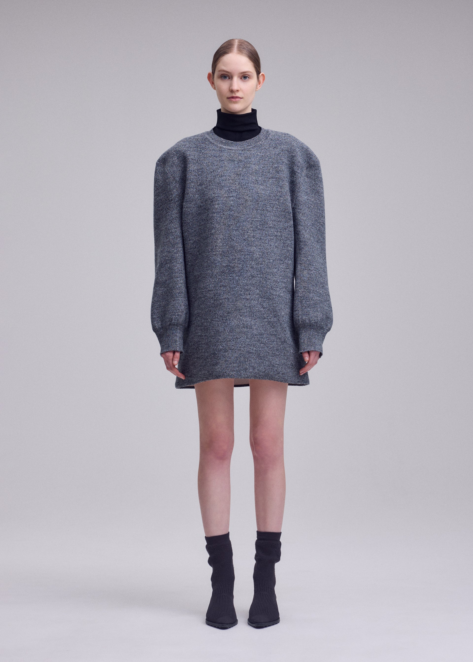 Issey Miyake Handsome Knit šaty off-white vlněné mini
