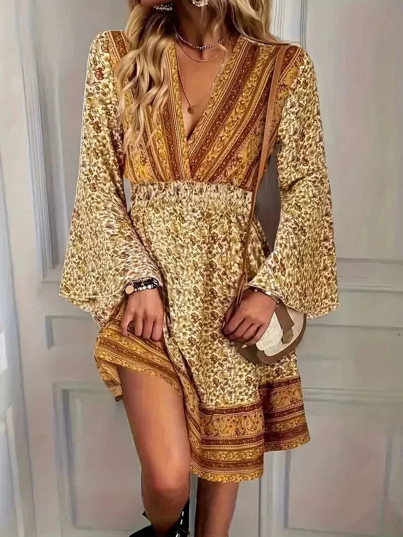 Norielle zavinovací minišaty boho světle hnědá L